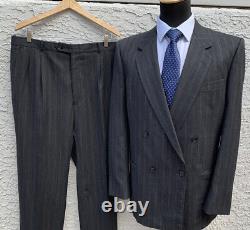 Vtg 90s Double Breasted Notch Lapel Suit By Marzotto 44 L 34x33