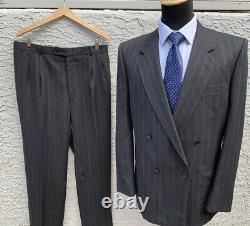 Vtg 90s Double Breasted Notch Lapel Suit By Marzotto 44 L 34x33