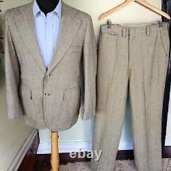 Vtg Bespoke Donegal Tweed Suit 60s Woolf Brothers 40R 33x29 Flecked 1950s