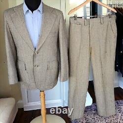 Vtg Bespoke Donegal Tweed Suit 60s Woolf Brothers 40R 33x29 Flecked 1950s