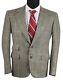 Vtg Brioni'lucca' Beige Windowpane Flannel Wool Two Button Suit 38s 32x29