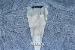 Vtg Burberry Herringbone Double Breast Blazer Men Sport Coat Jacket Size 40-S