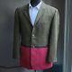 Vtg Gianni Versace Color Block Tweed Blazzer 44l 3/2 1990s Versace Dinner Jacket