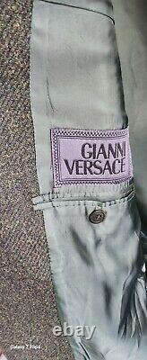Vtg Gianni VERSACE Color Block Tweed Blazzer 44L 3/2 1990s VERSACE DINNER JACKET