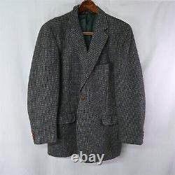 Vtg Harris Tweed 42R Gray Woven Scottish Wool 2Btn Blazer Suit Jacket Sport Coat