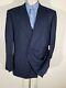 Vtg Hickey Freeman Navy Blue Stripe Wool 46r Double Breasted Coat Blazer Jacket