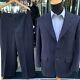 Vtg Hickey Freeman Suit Flannel Chalk Stripe Three Roll Two 40r 34x28 Navy 60s