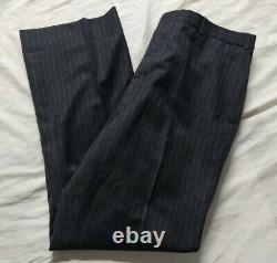 Vtg Hickey freeman Charcoal Gray Stripe Flannel Suit Jacket 42R Pant 38 W 30 L