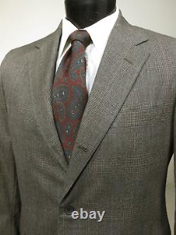 Vtg J Press Suit Brown Plaid 42 R Wool 3 button 3/2 Roll Hook Vent Hand Tailored