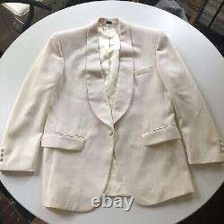 Vtg Pierre Balmain Paris Men's 42 Tuxedo Jacket Blazer Off White Ivory Dinner