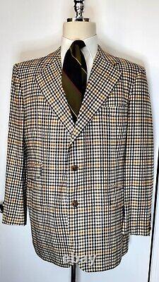 Vtg Turnbull & Asser Mens Sport Coat Multicolor 100% Wool Houndstooth Jacket 44R