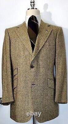 Vtg Turnbull & Asser Sport Coat Brown Herringbone Mohair Tweed Wool Jacket 46R