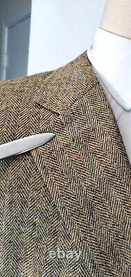 Vtg Turnbull & Asser Sport Coat Brown Herringbone Mohair Tweed Wool Jacket 46R