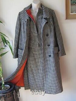 Vtg l950's Wool Black/White Houndstooth Coat TankSkirt SET Suit Women's Sz S