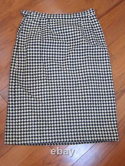 Vtg l950's Wool Black/White Houndstooth Coat TankSkirt SET Suit Women's Sz S