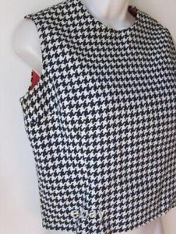 Vtg l950's Wool Black/White Houndstooth Coat TankSkirt SET Suit Women's Sz S