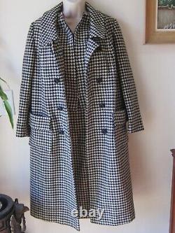 Vtg l950's Wool Black/White Houndstooth Coat TankSkirt SET Suit Women's Sz S