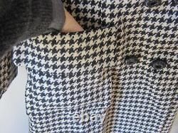 Vtg l950's Wool Black/White Houndstooth Coat TankSkirt SET Suit Women's Sz S