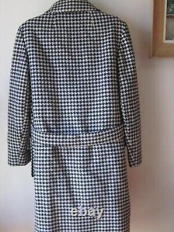 Vtg l950's Wool Black/White Houndstooth Coat TankSkirt SET Suit Women's Sz S