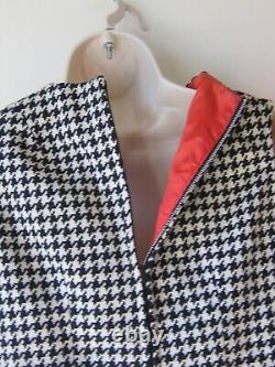 Vtg l950's Wool Black/White Houndstooth Coat TankSkirt SET Suit Women's Sz S