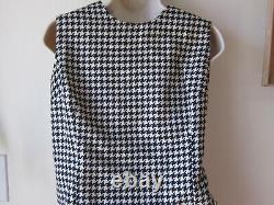 Vtg l950's Wool Black/White Houndstooth Coat TankSkirt SET Suit Women's Sz S