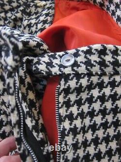 Vtg l950's Wool Black/White Houndstooth Coat TankSkirt SET Suit Women's Sz S