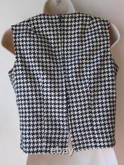 Vtg l950's Wool Black/White Houndstooth Coat TankSkirt SET Suit Women's Sz S