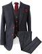 Wemaliyzd Vintage Men's 3 Piece Suit Herringbone Tweed Checkered Blazer Vest Pan